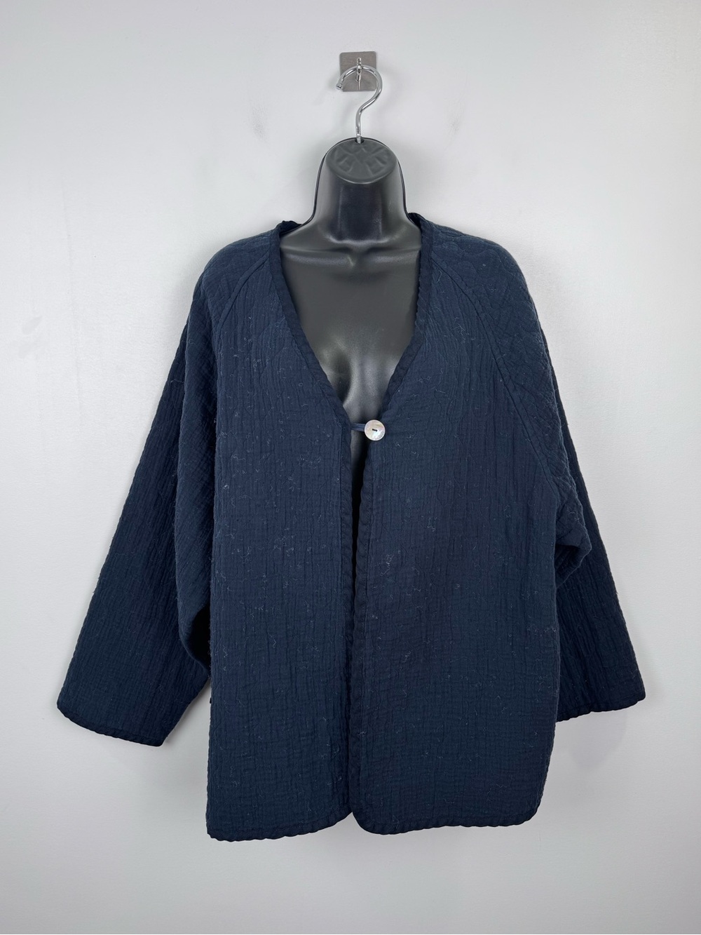 Donni Women Navy Blue One Button Quilted Jacket Size XL